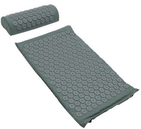 Adorainbow Kit de Massage Facile à Ranger avec Tapis et Oreiller en Coton 2 Pièces Livré avec Paquet de Transport pour Détente du Dos et Cervicales