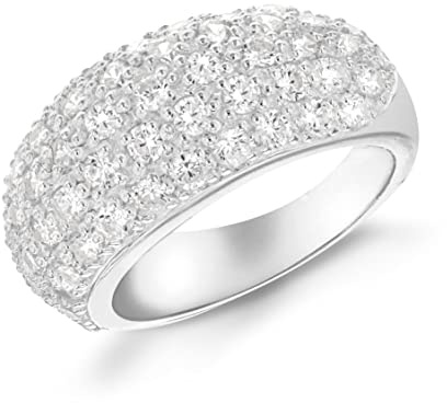 Tuscany Silver Ring Sterling Silber Weiß Zirkonia Pavéfassung Halbkugel