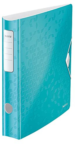 Leitz Qualitäts-Ordner 180° Active WOW, A4, Schmal, Abgerundeter Rücken, 6,5 cm breit, Gummibandverschluss, Leichtes Polyfoam, Plastik-Ordner, WOW Serie, Eisblau, 11070051