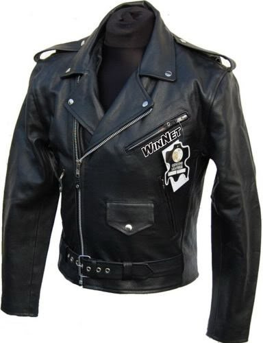 WinNet Giacca chiodo vintage da moto custom in pelle, Taglia: M