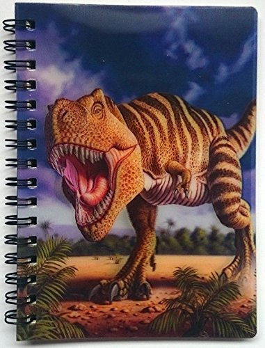 3D LiveLife Jotter - Brauner Rex von Deluxebase. Linsenförmiges 3D Dinosaurier A6 Spiral-Notizbuch. Liniertes Notizbuch mit Kunstwerken, die vom bekannten Künstler Jerry LoFaro lizenziert wurden
