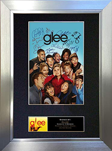 GLEE Signed Autograph Mounted Photo Reproduction PRINT A4 Rare (297 x 210mm) #118 (Silver Frame)