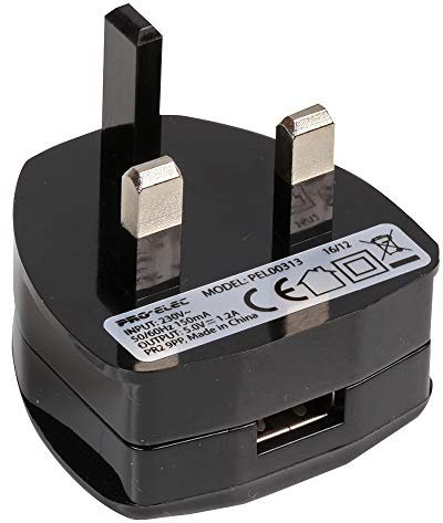 Pro Elec PEL00313 5V, 1.2A, Black USB mains Power Adaptor