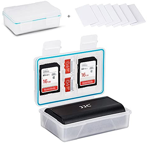 JJC Camera Battery Case Holder Box SD Card Storage for Canon LP-E17 LP-E12 LP-E6 Fujifilm NP-W126 NP-W126S Sony NP-FW50 NP-F550 NP-BX1 Nikon EN-EL15 EN-EL14A Olympus BLN-1 BLS-5 and 2 SD MicroSD Cards