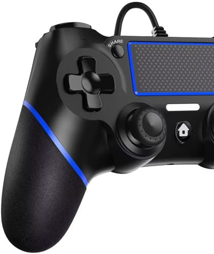 Zexrow Controller für PS-4, USB, kabelgebunden, für PlayStation-4/Pro/Slim/PC, Gamepad, Dual Vibration und Rutschfester Griff, usw, mit 2,1 m langem USB-Kabel