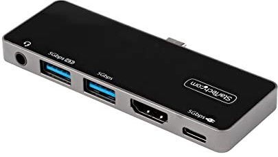 StarTech.com USB C Multiport Adapter - USB-C to 4K 60Hz HDMI 2.0, 100W Power Delivery Pass-Through Charging, 3-Port USB 3.0 Hub, Audio - USB-C Mini Dock - Portable USB Type-C Travel Dock