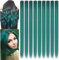 ZHAOWWEI 9 Stück Prinzessin Grün Haarverlängerungen Multi-Farben Party Highlights Streifen Synthetische Haarteile Clip-In/Clip On Farbige Haarverlängerungen (dunkelblau)