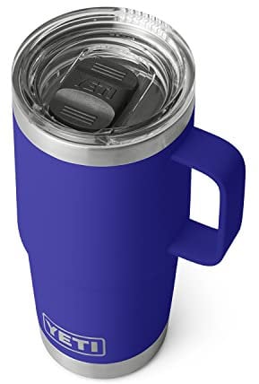 YETI Rambler 20 oz Travel Mug, Stainless Steel, Vacuum Insulated with Stronghold Lid, Offshore Blue