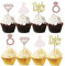 Bymivofun 24 Stück Glitter Braut Kuchendeckel, Bride to Be Diamond Ring Cupcake Toppers, für Brautparty-Zubehör, Jungge sellinnenabschied, Jungge sellenabschieds dekorationen