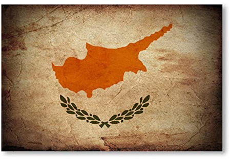 Postereck - 0320 - Vintage Flagge, Fahne Zypern Nikosia - Wandposter Fotoposter Bilder Wandbild Wandbilder - Leinwand - 60,0 cm x 40,0 cm