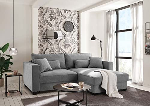Froschkönig24 Melvin Ecksofa Polstergarnitur Sofagarnitur 200x140 cm Grau
