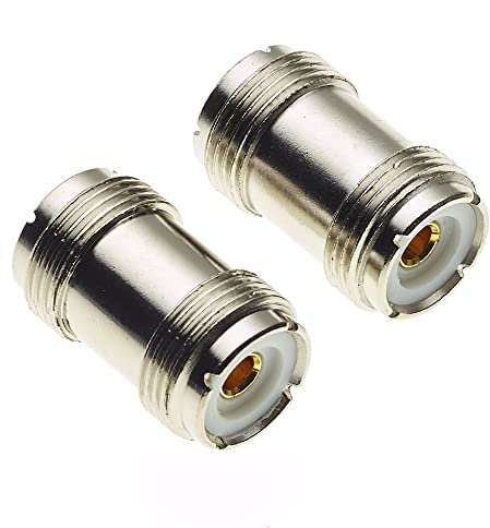 UHF Coax Socket to UHF Coax Socket Adaptor Coupler, Pack of 2 - UHF Double Female Adapter - UHF Female to Female Coaxial Cable Connector - Coupler Plug for TV Cables