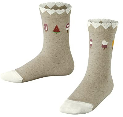 FALKE Unisex Kinder Socken Ice Cream K SO Baumwolle gemustert 1 Paar, Beige (Sand Melange 4650), 35-38
