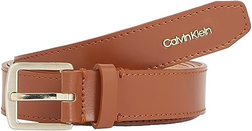 Calvin Klein Damen Gürtel 2,5 cm Ledergürtel, Braun (Cognac), 75