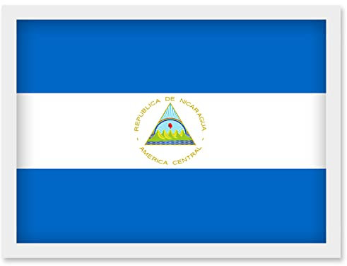 Artery8 Nicaragua National Flag Patriotic Vexillology World Flags Country Region Poster Artwork Framed Wall Art Print A4