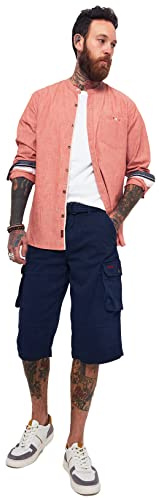 Joe Browns Herren Cargo-Shorts mit Mehreren Taschen, wadenlang, mit Gürtel Cargos, Navy, 36W