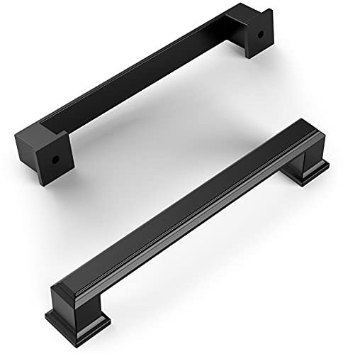 Amerdeco 10 Stück Möbelgriffe Schwarz 128mm Lochabstand Schubladen Griffe für Küchenschränke Schrankgriffe Schubladengriffe Türgriffe für Küchenschränke Kleiderschrank UK0016…