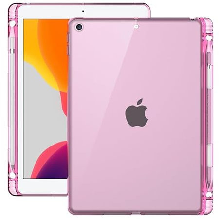 QYiiD Coque transparente pour iPad Air 3 2019/Pro 10,5 2017 avec porte-crayon, [absorption des chocs] [Coque transparente transparente] Coque arrière en gel TPU souple et transparente en silicone