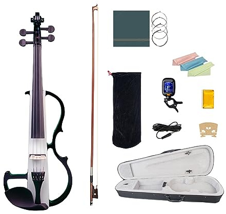 Anfänger Geige Volle Größe 4/4 Massivholz Metallic Elektronische Dämpfer Massivholz Violine Mit Violine Fall Bögen Saiten Audio Kabel Für Anfänger