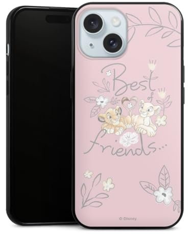 Slim Case extra dünn kompatibel mit Apple iPhone 15 Silikon Handyhülle schwarz Hülle König der Löwen Disney Freundschaft
