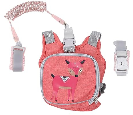 Keenso Babygeschirr-Leine, 1,5 M, 2-in-1-Kinderrucksack-Sicherheitsleine, Verhindert den Verlust von Kindergeschirr-Handgelenkverbindung für den Außenbereich (Rosa)