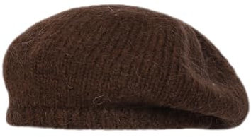 YM YOUMU Frauen Wollmischung gestrickte Baskenmütze Herbst Winter Französisch Klassische Beanie Cap, coffee, Einheitsgröße