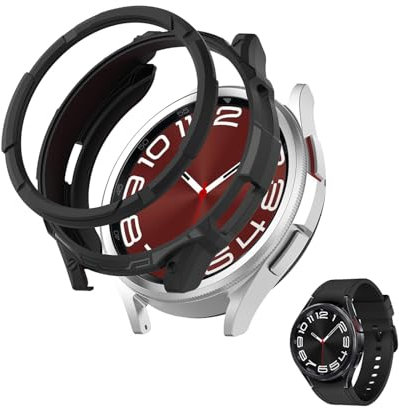 HOMTERN Compatible with SAMSUNG Galaxy Watch 6 Classic 43mm/47mm Case,Hard PC Bamper Armor Cases Lightweight Shell Drop-proof Scratch-Proof Heavy Protective Case,Black (43mm Black)