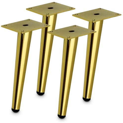 Mavö 4 x Möbelfüße Möbelbeine Sofabeine Beine Schrank Kommode Kommodenbeine Sideboardbeine 20cm NED (Gold)