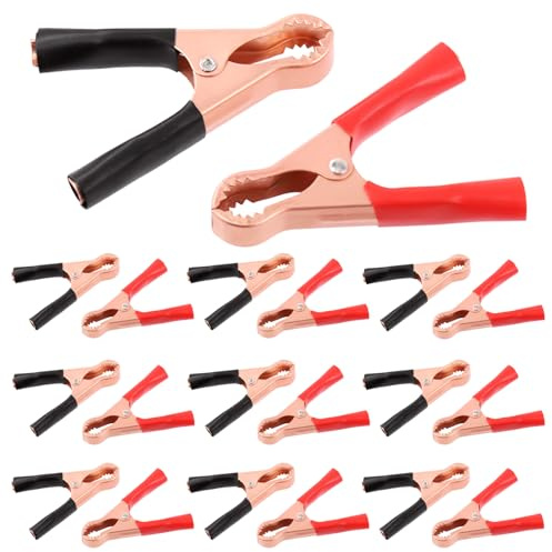 Swpeet 20 clips de cocodrilo aislados negros y rojos de 50 A, pinzas de cocodrilo eléctricas duraderas para camiones cargados de coche, pinzas de prueba eléctricas, pinzas de cocodrilo de muestra de