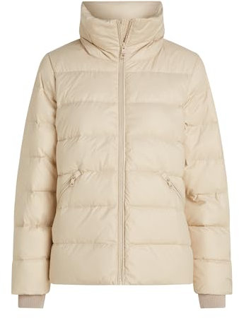 Tommy Hilfiger Women's Short Funnel Neck Down Puffer Jacket, Beige (Classic Beige), M