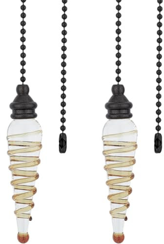 GORGECRAFT 2 Stück Kristall-Deckenventilator-Zugketten-Set 39 cm Dekorative Glasperlen-Kugel-Zugschnur Ornament-Anhänger-Verlängerungsketten Für Deckenleuchte Lampe Ventilator-Kettenverlängerung Gelb