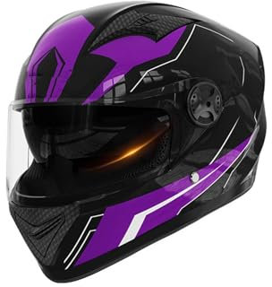 QJWMatic Casco Moto Integrale Casco Bici da Strada Leggero con Doppia Visiera Parasole Antiappannamento Certificato ECE per Giovani Adulti, Uomini E Donne A,54-61CM
