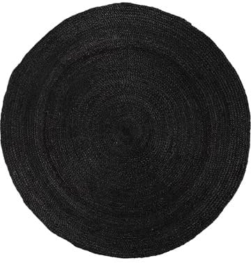 carpetfine Juteteppich Nele Anthrazit handgewebt aus Jute Rund Ø 200 cm | Moderner Naturteppich Uni im Boho - Style Flachgewebe Teppich für Wohnzimmer und Schlafzimmer