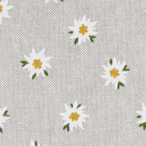 Stoff Meterware pflegeleicht natur Edelweiß Blumen Dekostoff Vorhangstoff Tischdeckenstoff Kissenstoff selber nähen Meterware