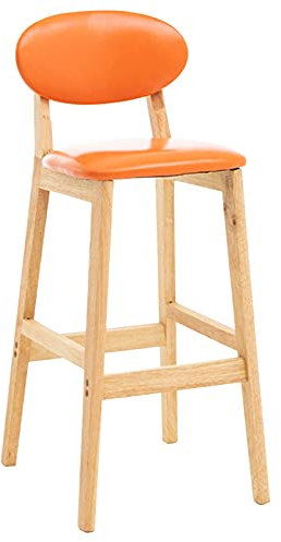 HIARAN Möbel, Pub-Hocker, Kunstleder, Frühstücks-Barhocker, gepolsterter Sitz mit Rückenlehne, armlose Theken-Barstühle/Orange/72 cm, Stern des Lichts Lucky Star