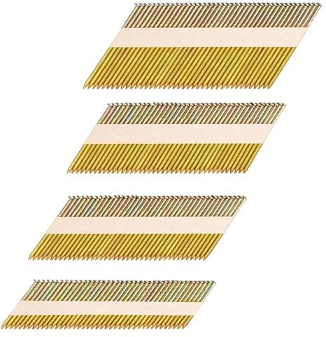 HW HAMWOO 34°Framing Nails,D Head Nail Pack,480-Pack (2- 120Pcs,2-1/2- 120Pcs,3- 120Pcs, 3-1/2- 120Pcs),Galvanized Paper Tape Strip Nails,Ring Shank,for 30 to 34 Degree Framing Nailer
