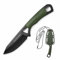 DRACHENADER Coltello da collo 42a coltello a due mani EDC mini coltello Fulltang con lama lunga 6,9 cm e fodero in ABS, lama nera + manico verde