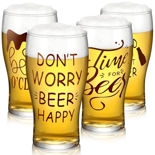 MortyGrove Beer Glasses Set of 4, 20 OZ Pint Glasses, Large Beer Pint Glass Capacity with Unique Design Style, Pilsner Wheat Craft Beer Glasses Drinking Gift set for Home Dining, Bars, and Parties