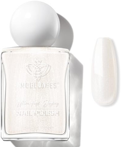 Modelones Quick Dry Nail Polish, Pearl White Glitter Shimmer Chrome Shine Fast Drying Nail Varnish, 15 ml Air Dry Nail Art DIY Home Salon Long Last Manicure Gift for Women 0.5 Fl Oz