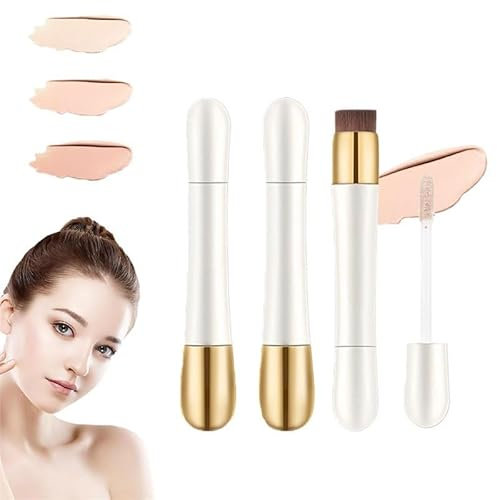 2 in 1 Foundation Anti-Falten Concealer, Heykomi 2 in 1 - Foundation, Foundation mit voller Deckkraft, langanhaltender Anti-Falten Concealer for jede Haut(02#Naturally white,2pcs)
