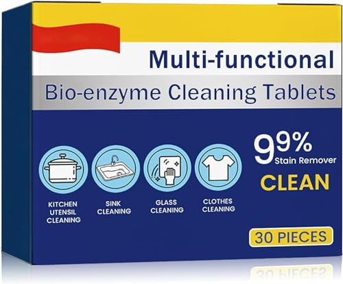 Multifunktionale Bio-Enzym-Reinigungstabletten, Bio-Enzym-Explosivsalz, aktives Enzym-Waschfleckenentferner, Reinigungsmittel, Haushalts-Reinigungstabletten, Küche, Allzweck-Reinigungspulver (1 Box)