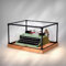 Acryl-Vitrine für Lego 21327 Schreibmaschinen-Modell, staubdichte transparente Acryl-Vitrine, Aufbewahrungsbox (Modell nicht im Lieferumfang enthalten) (Holzmaserung-Basis)