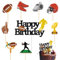 Silars American Football Cake Decoration Birthday Boy, 9 Pieces Cake Toppers, Rugby Football Cake Decoration, Glitter American Football Theme Cupcake Topper for Children's Birthday Cake