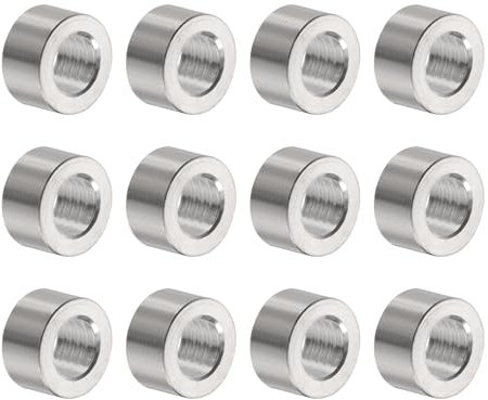 QUARKZMAN 12pz Distanziatore in Acciaio Inossidabile 8.2mm Foro x 12mm OD x 8mm Lunghezza Boccola per Vite Finitura Semplice Distanziatore Metallo Rotondo per Viti Bulloni e Barre M8