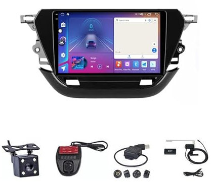 Autoradio touch screen Android da 9 pollici, radio stereo per auto, plug and play, accessori per auto, autoradio con Bluetooth, navigazione e telecamera di backup per Op-el Corsa F 2019 - 2023 (dimens
