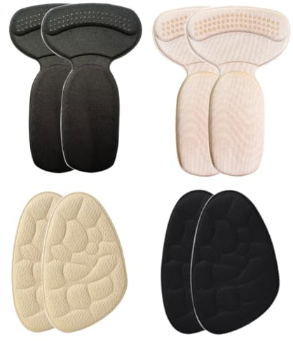 4 Paar Vorfußpolster und Fersenkissen-Set, Antislip Einlegesohlen für Absätzschuhe,Verbessern Schuhe zu Groß, Iindert Fußschmerzen für Männer & Frauen