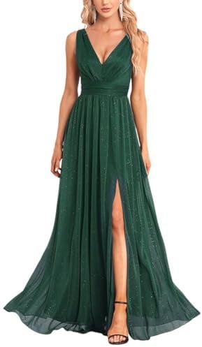 ORANDESIGNE Abendkleider Elegant für Hochzeit Abendkleid Damen Lang Tüll Kleid Paillettenkleid Chiffonkleid Damen Brautjungfernkleid Abschlusskleid Bodenlanges Ballkleid Maxikleid