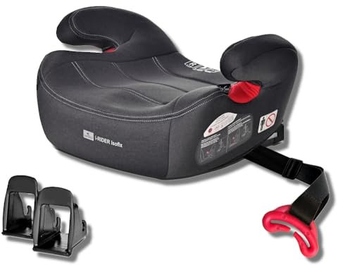 Seggiolino Rialzo Auto Isofix, Alzatina Auto Bimbi Isofix I-SIZE per bambini 6-12 anni, 125-150 cm, comodo e spazioso, seduta imbottita, ferma-cinture (grigio scuro)