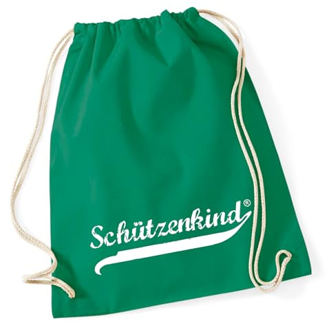 Huuraa Turnbeutel Schützenkind Vintage 12 Liter Kelly Green Baumwolle Rucksack Geschenkidee