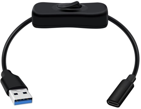 HuaLiSiJi USB C Female to USB 3.0 A Male Cable with Switch 5Gbps Transmission and Charging Type C Female to USB Male Adaptor Cable (Black, 0.2 m)